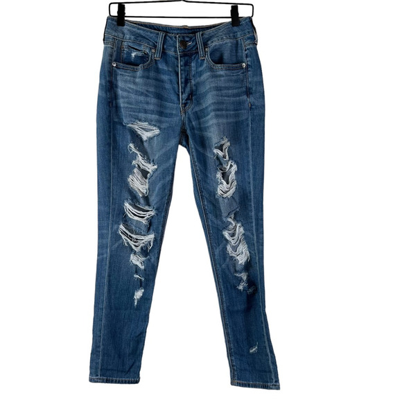 American Eagle Outfitters Womens Tomgirl Straight Leg Jeans Blue Denim Short 2 - Picture 1 of 12